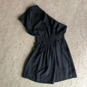 Black Sugar Lips One Shoulder Dress with Pockets